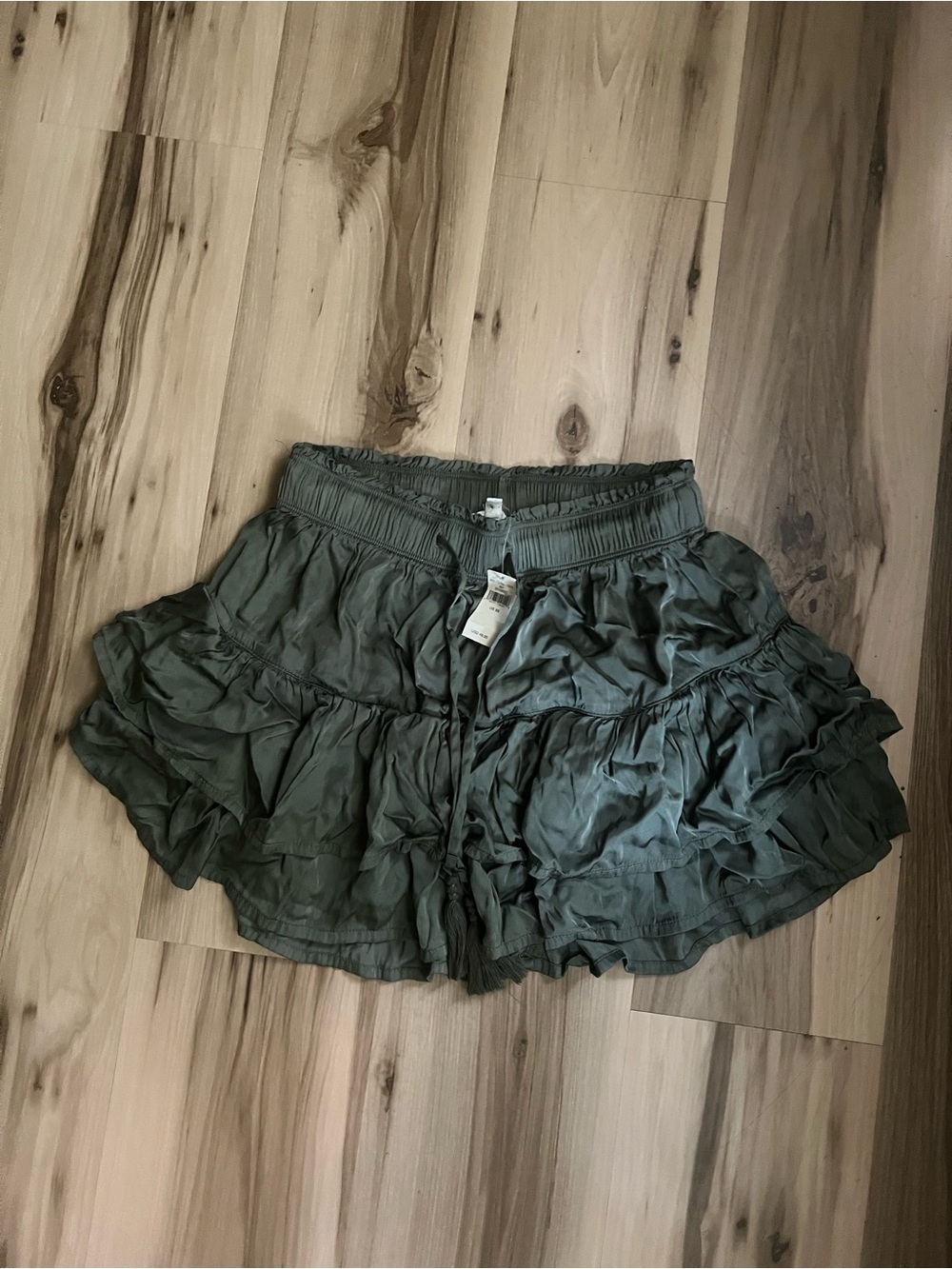 aerie Olive Green Tiered Ruffle Mini Skirt